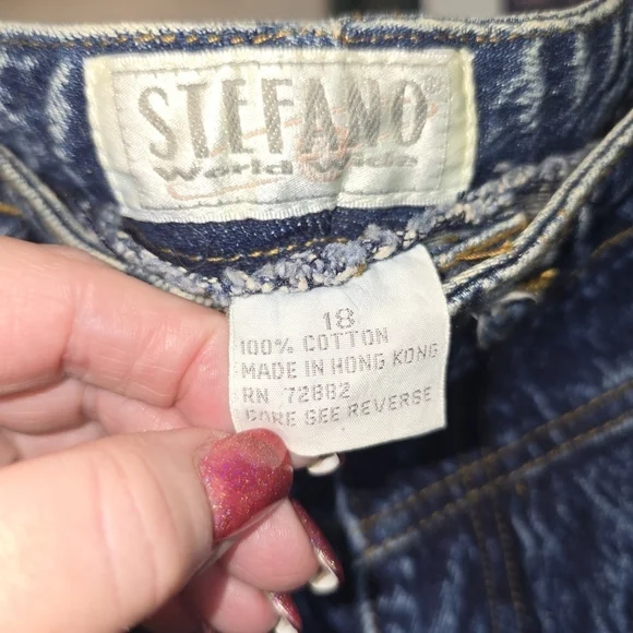 Vintage NWT Stefano World Wide 80's Acid Wash Yoke Front Baggy Jeans NWT Size 18 - Picture 10 of 12